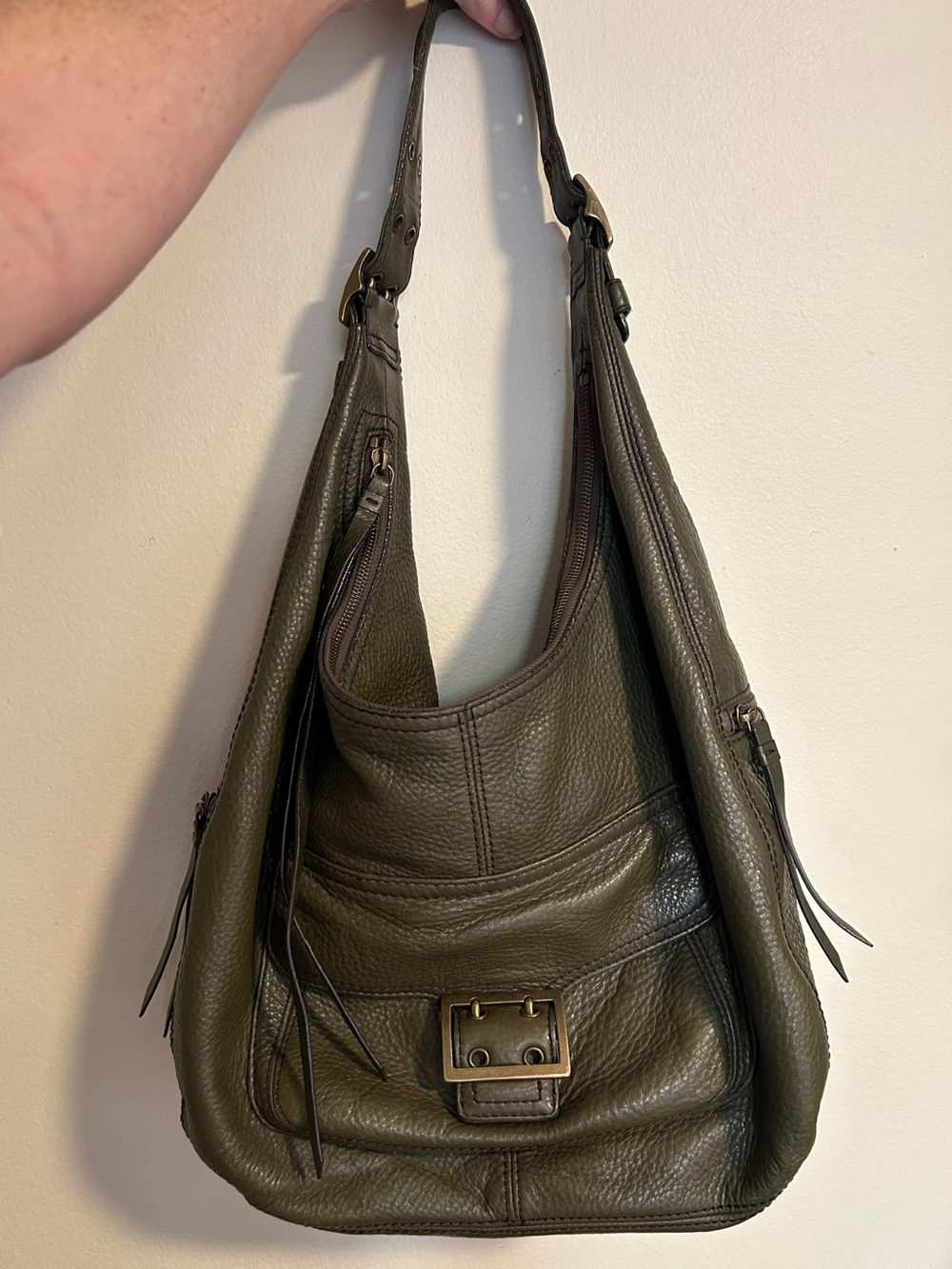 Banana Republic Olive Green Leather Hobo Shoulder Bag